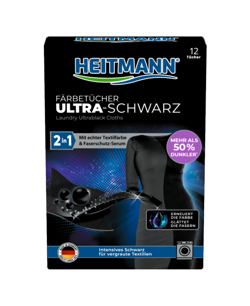 Heitmann 2 in 1 Färbetücher Ultra-Schwarz 12 Stück